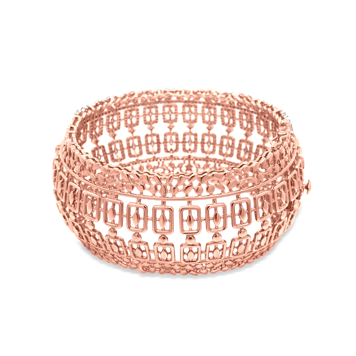 Diamond Cuff Bangle In 18K Rose Gold