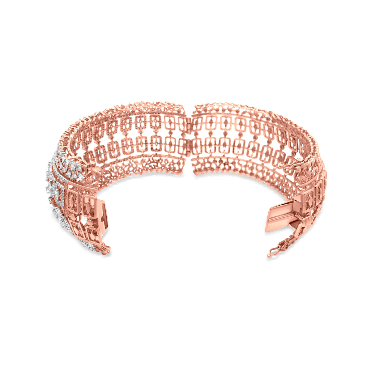 Diamond Cuff Bangle In 18K Rose Gold