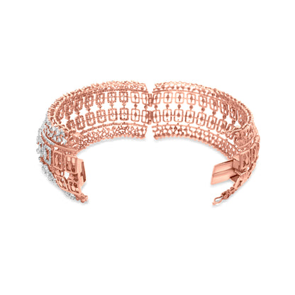 Diamond Cuff Bangle In 18K Rose Gold