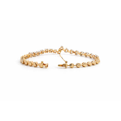 18K Gold Diamond Bracelet with Heart & Emerald-Cut Diamonds