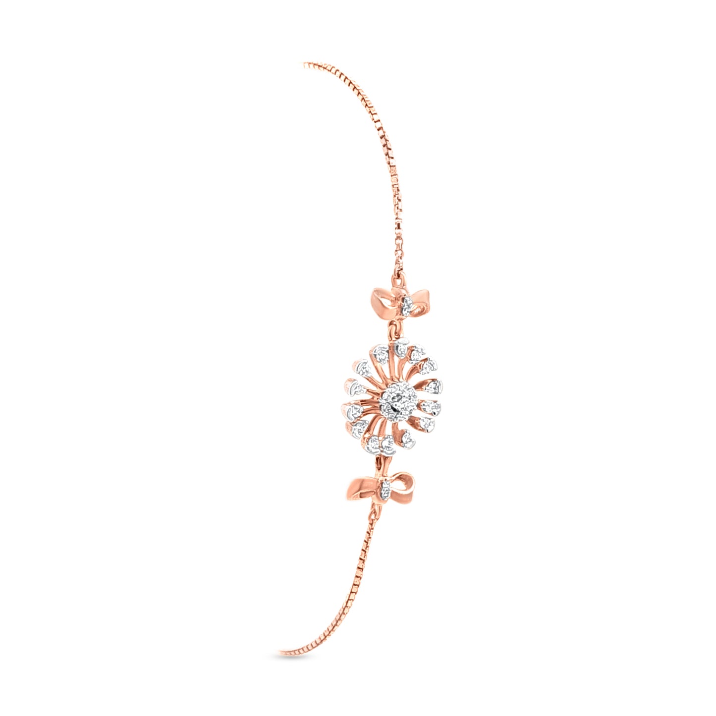 Pushpika Blooms: 18k Rose Gold Flower Motif Chain Bracelet