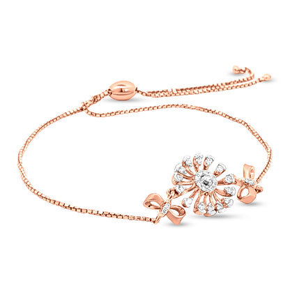 Pushpika Blooms: 18k Rose Gold Flower Motif Chain Bracelet