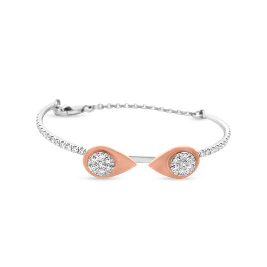 18K White and Rose Gold Aesthetic Diamond Bracelet For Women? And Girl?