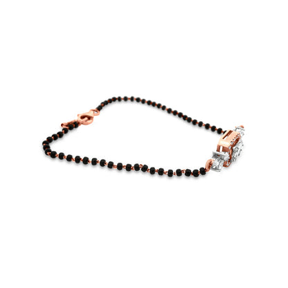Gorgeous 18K Rose Gold Black Stone Link Chain Bracelet Set With Round, Marquise, And Baguette Diamond Jewelry