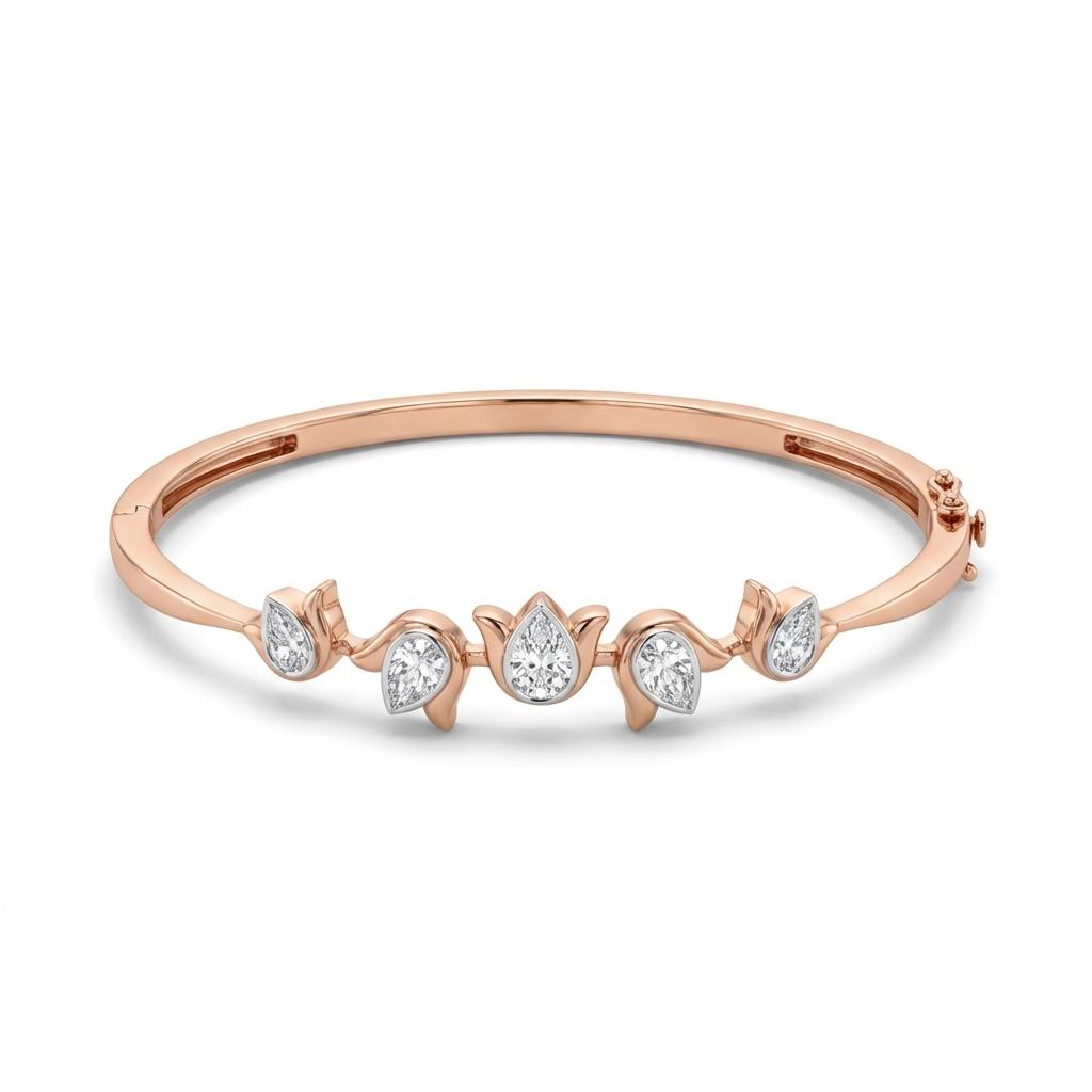18K Rose Gold Diamond Bracelet with Pear-Shaped Diamonds