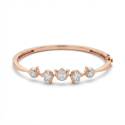 18K Rose Gold Diamond Bracelet with Pear-Shaped Diamonds