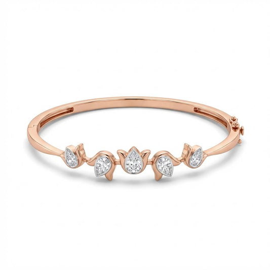18K Rose Gold Diamond Bracelet with Pear-Shaped Diamonds