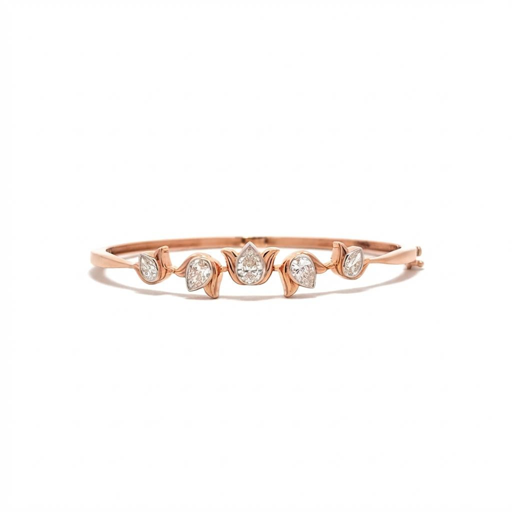 18K Rose Gold Diamond Bracelet with Pear-Shaped Diamonds