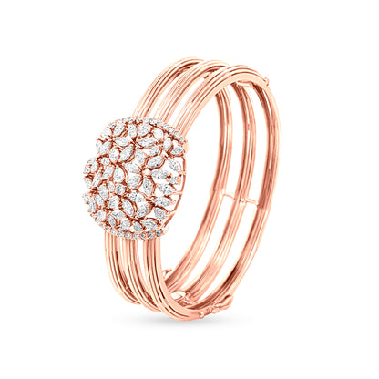 18K Rose Gold Diamond Cuff Bangle