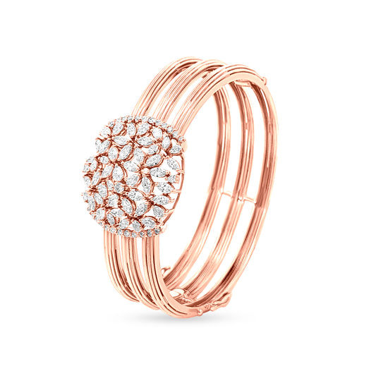 18K Rose Gold Diamond Cuff Bangle