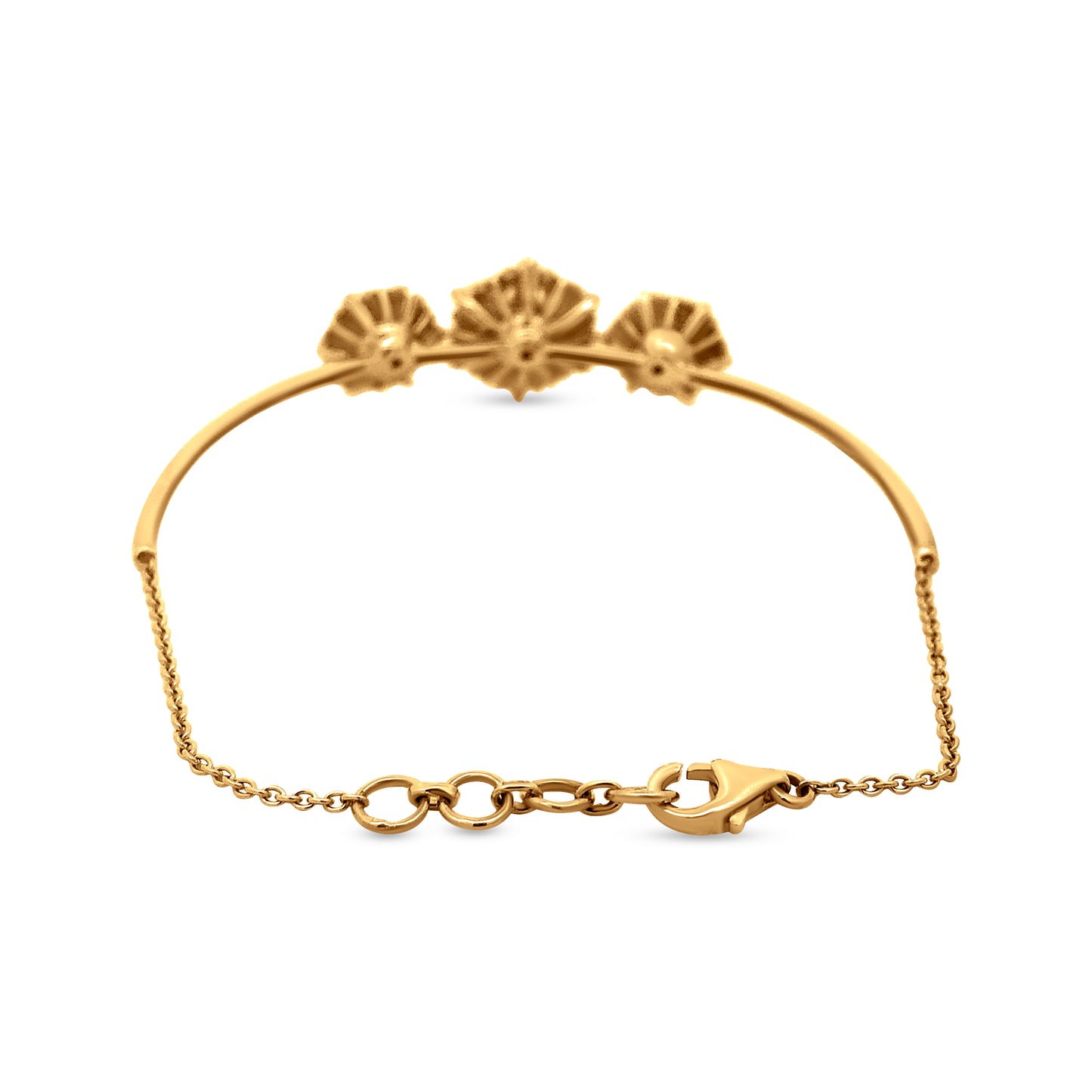 18K Yellow Gold Star Studded Diamonds Bracelet In Three Umbrella Motifs