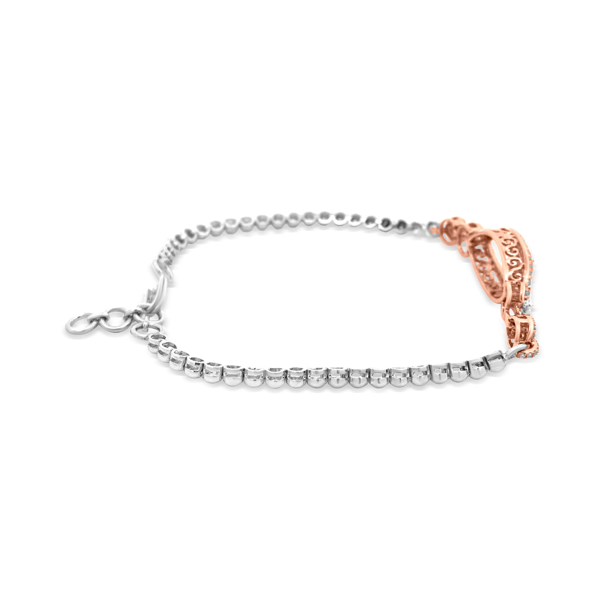 18K Rose And White Gold Eye Motif Chain Diamond Bracelet