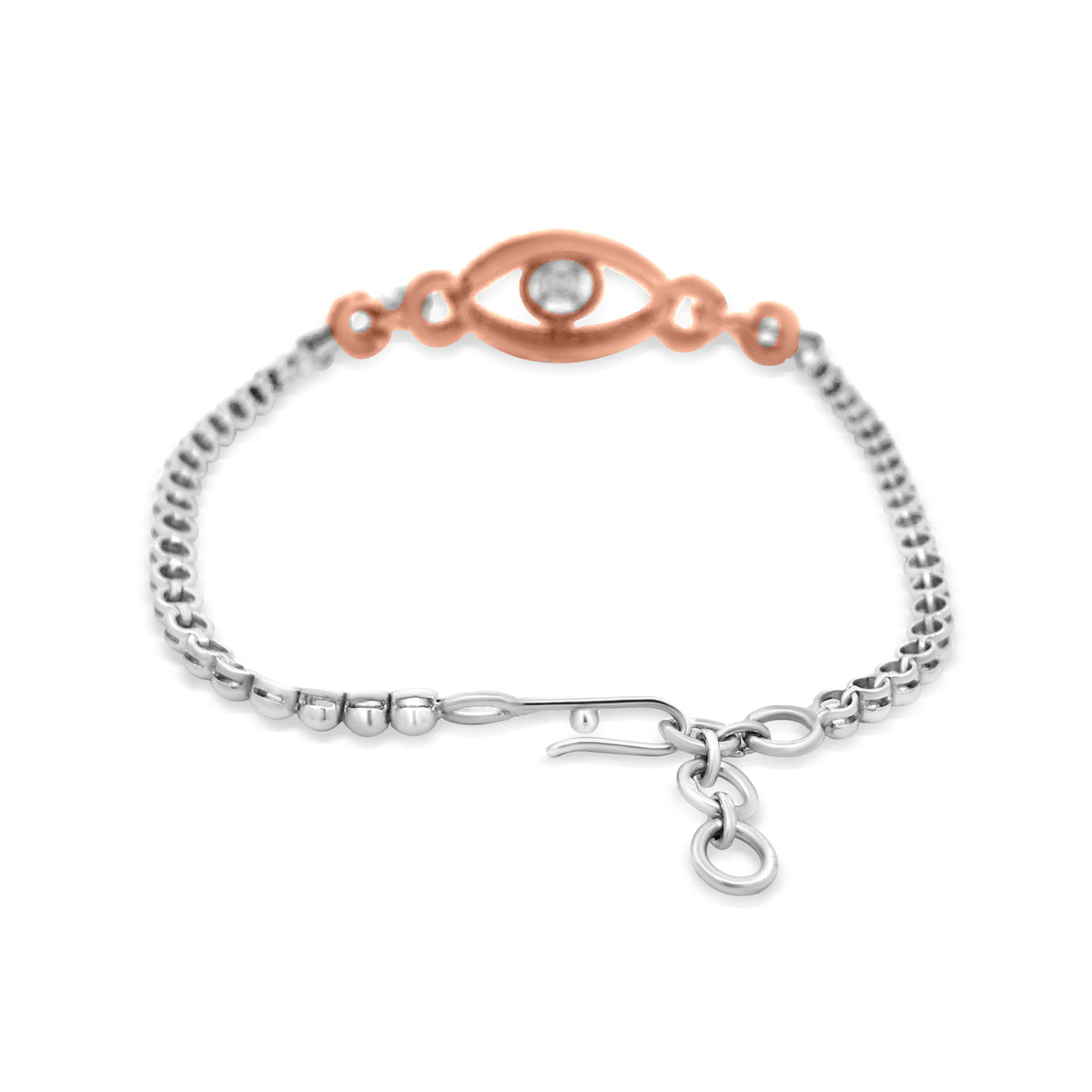 18K Rose And White Gold Eye Motif Chain Diamond Bracelet