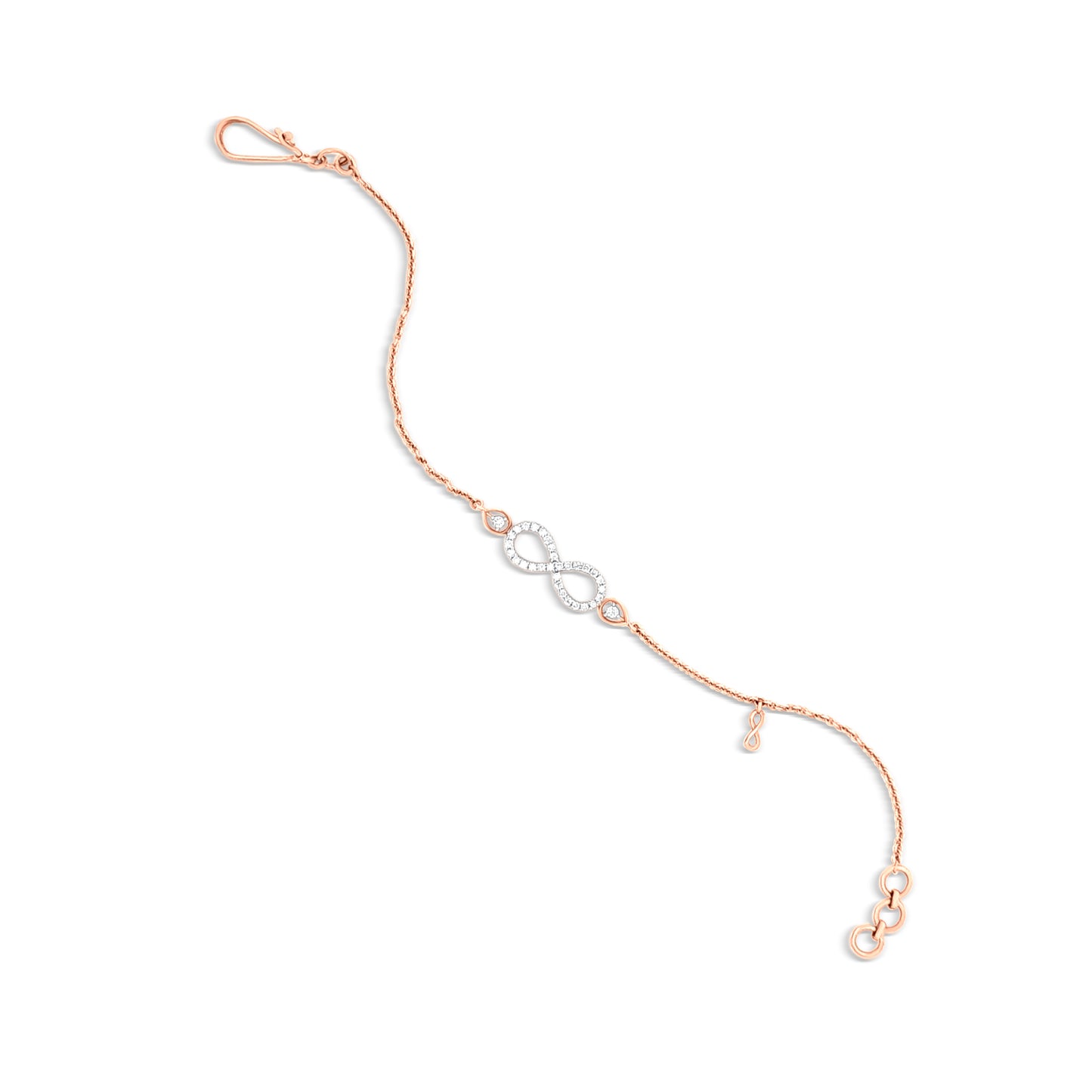Rasa Infinite Radiance: 18k Rose Gold Chain Infinity Diamond Bracelet