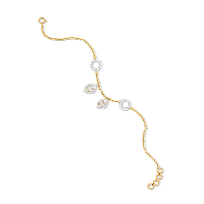 Anaiza 18k Yellow Gold Chain Diamond Bracelet with Spring Lock