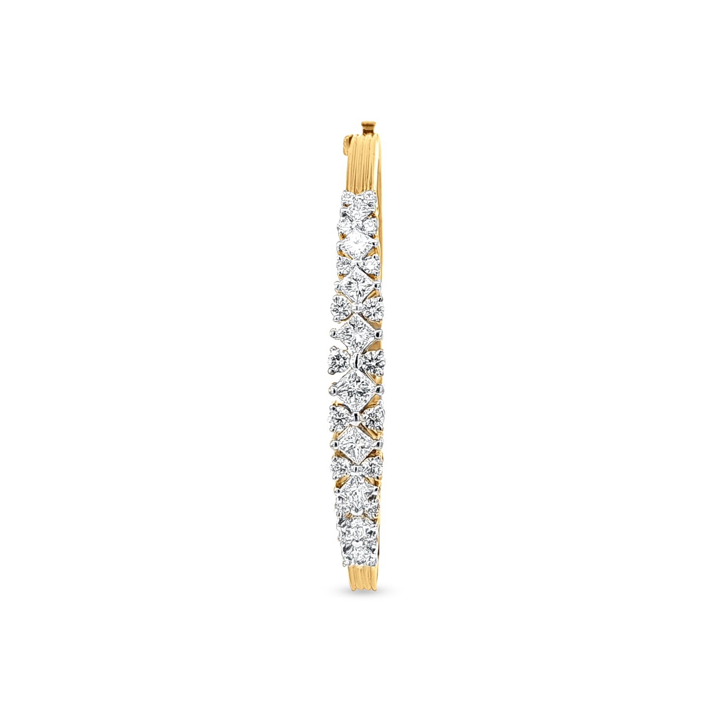 18k Yellow Gold Bangle with Unique Clasp and Diamond Embellishments