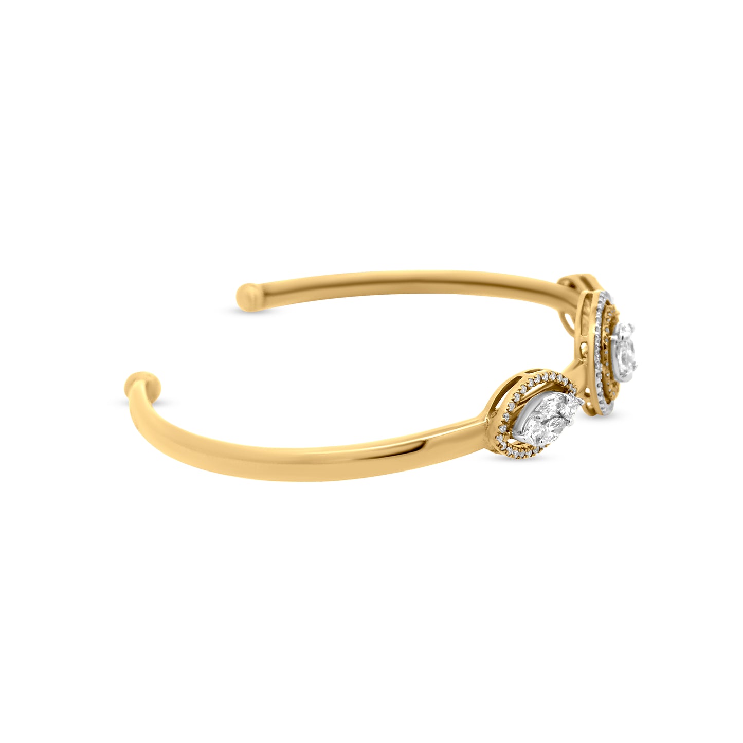 Make A Statement With Our 18K Yellow Gold Diamond Studded European Style Cuff Bangle