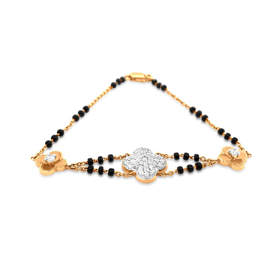 Traditional And Modern 18K Yellow Gold Contemporary Diamond Mangalsutra Bracelet