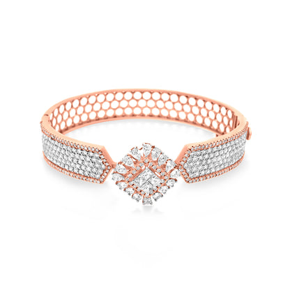 18K Rose Gold Centre Design Cuff Bangle