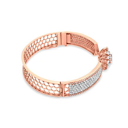 18K Rose Gold Centre Design Cuff Bangle