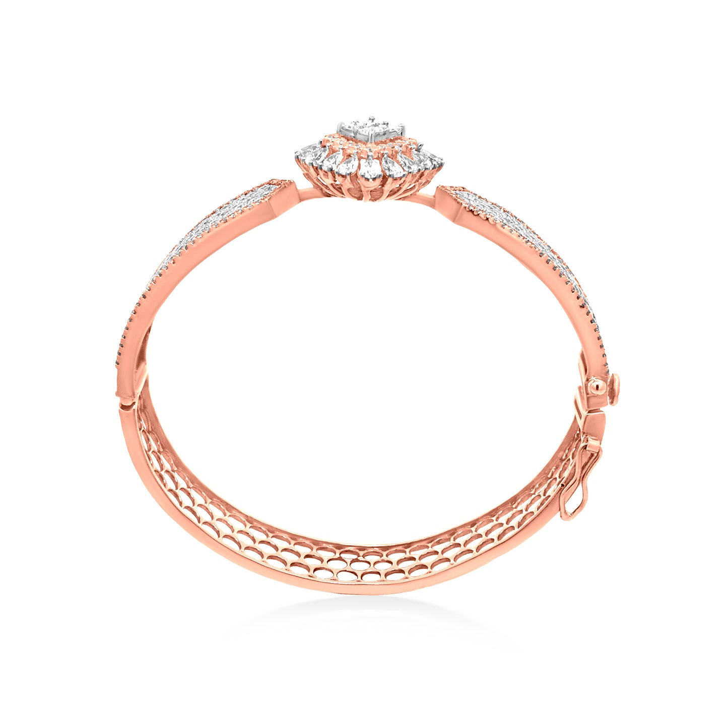18K Rose Gold Centre Design Cuff Bangle