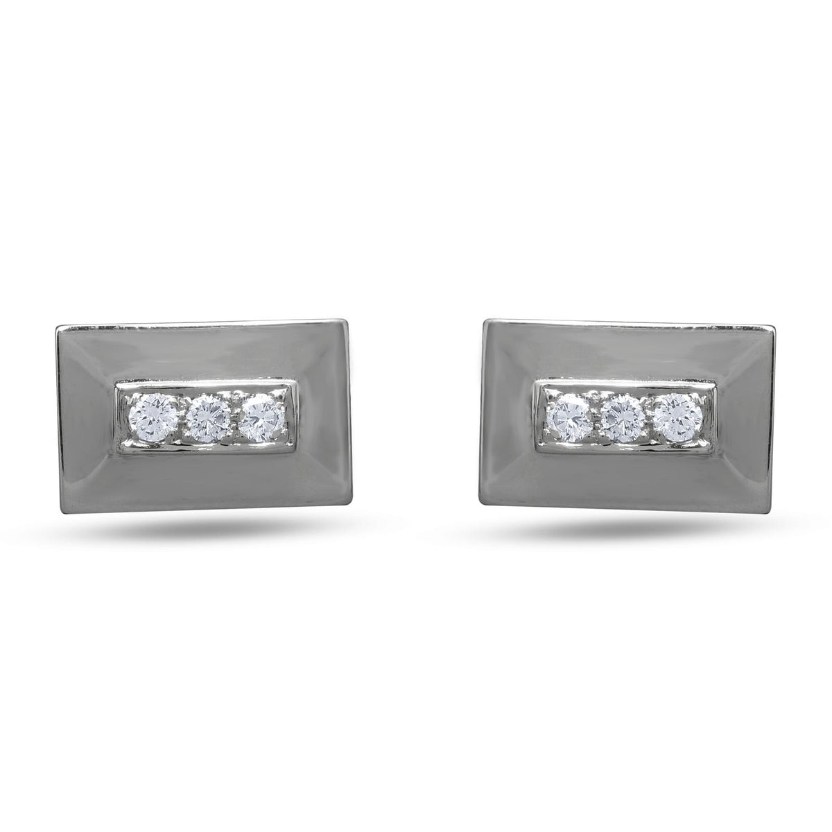Men's Diamond Cufflinks In 18K White Gold