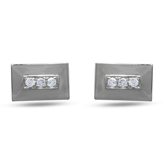 Men's Diamond Cufflinks In 18K White Gold