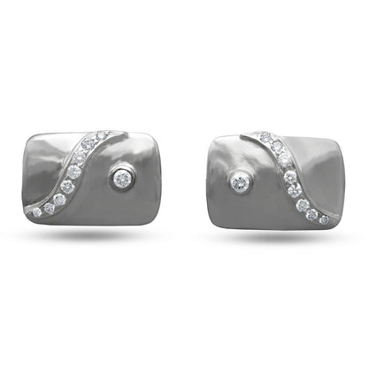 Diamond Cufflinks In 18K White Gold