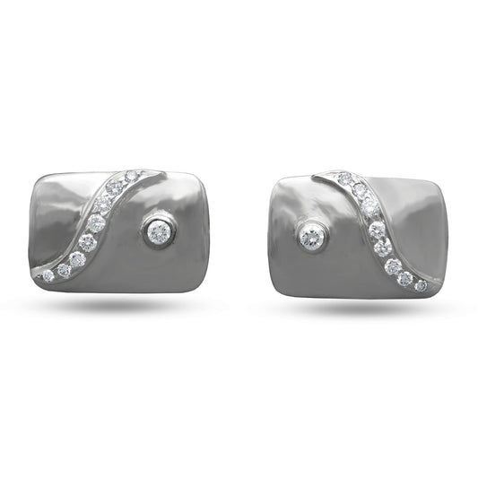 Diamond Cufflinks In 18K White Gold
