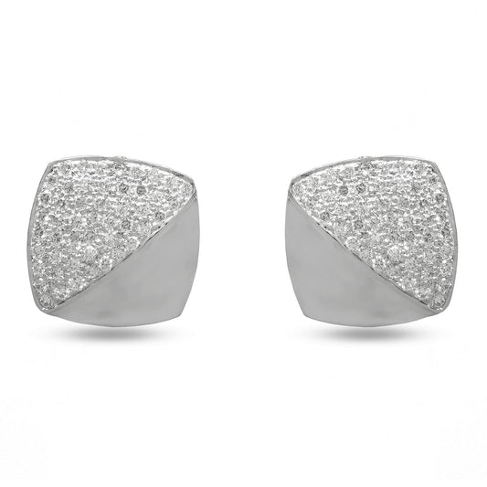 Cufflinks In 18K White Gold With Round Diamond