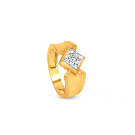 Sqaure Diamond Ring In 18K Yellow Gold