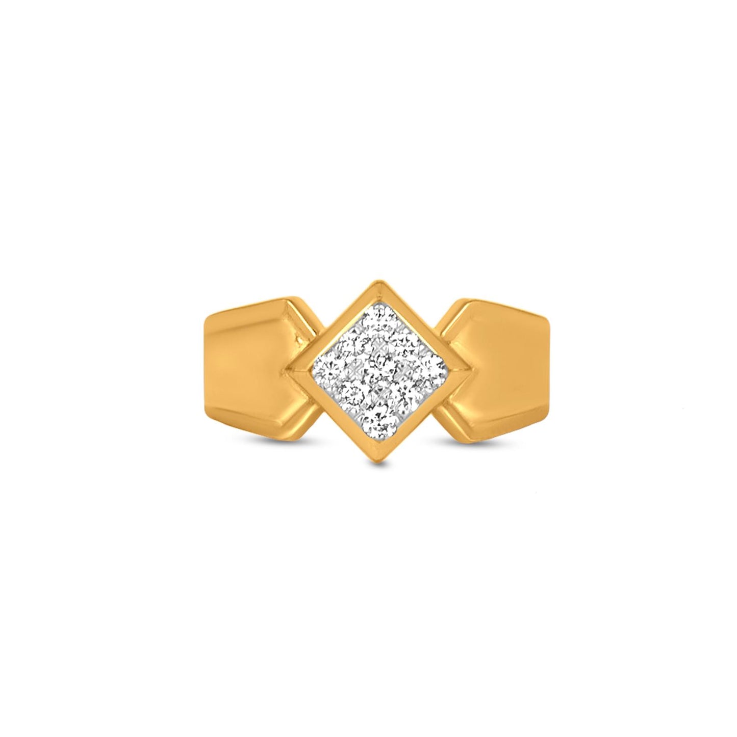 Sqaure Diamond Ring In 18K Yellow Gold