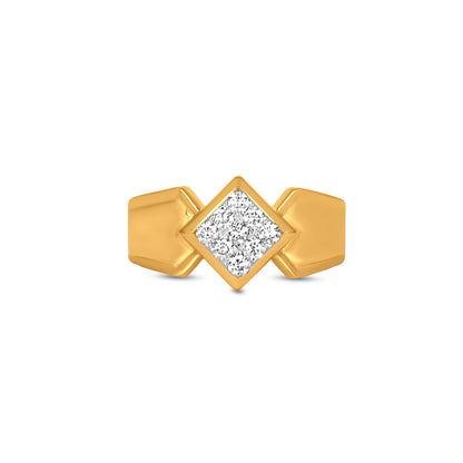 Sqaure Diamond Ring In 18K Yellow Gold