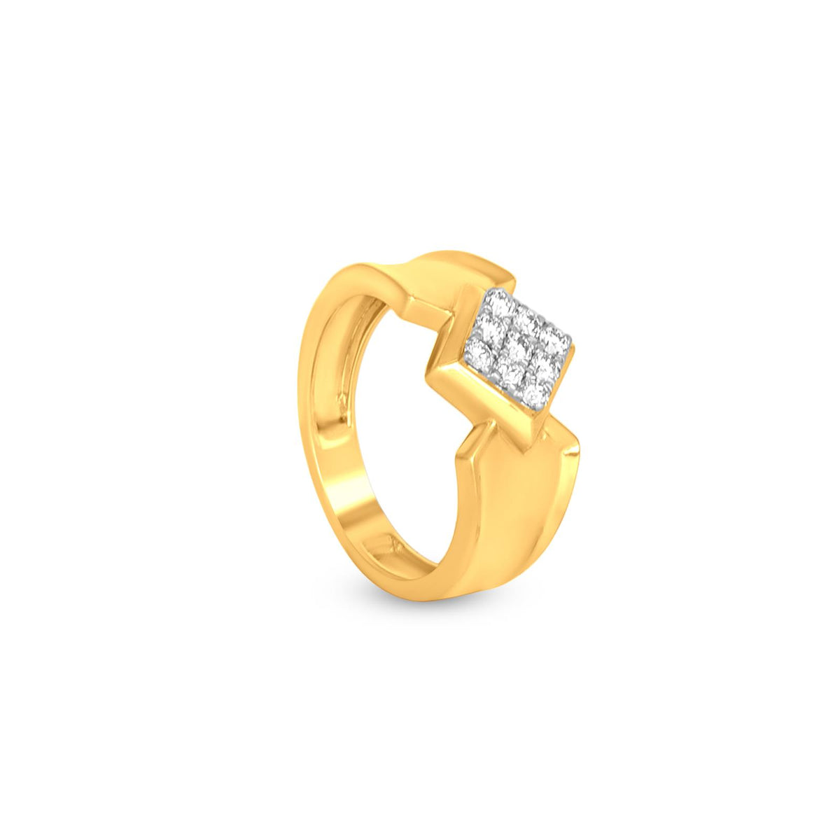 Sqaure Diamond Ring In 18K Yellow Gold