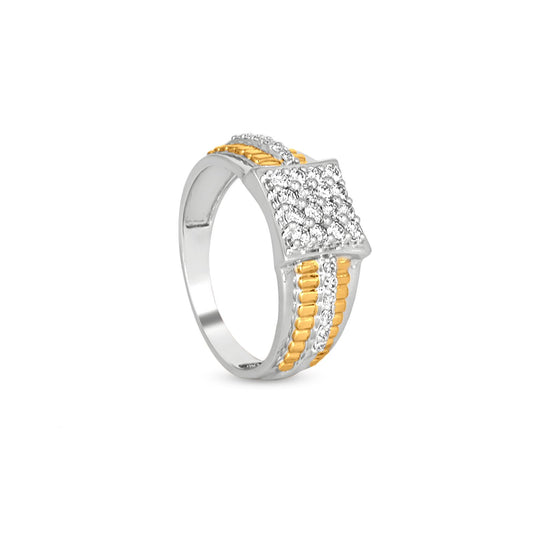 Square Diamond Ring In 18K Yellow & White Gold