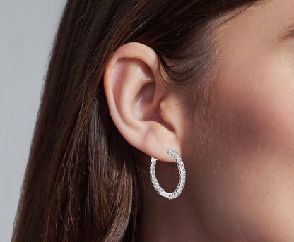 Amrita - 14K White Gold Lab-Grown Diamond Hoop Earrings
