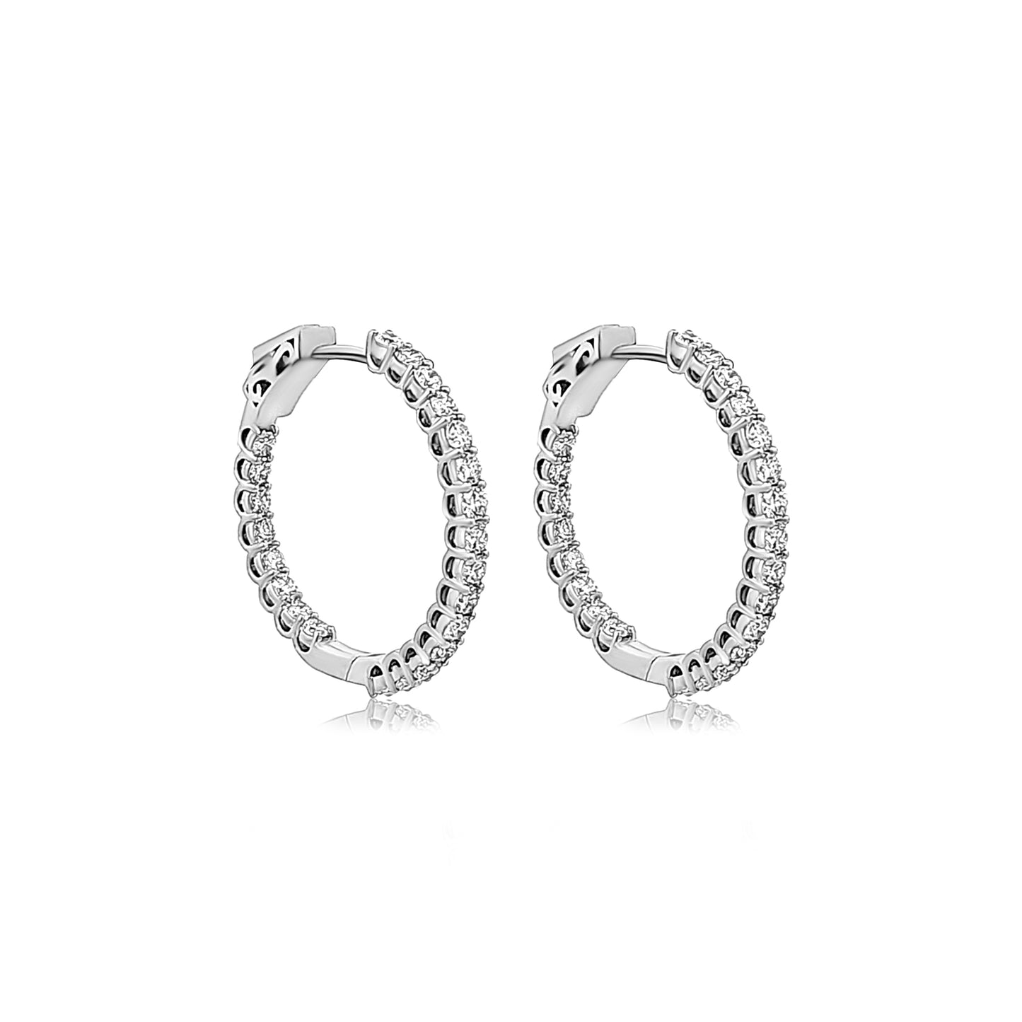 Amrita - 14K White Gold Lab-Grown Diamond Hoop Earrings