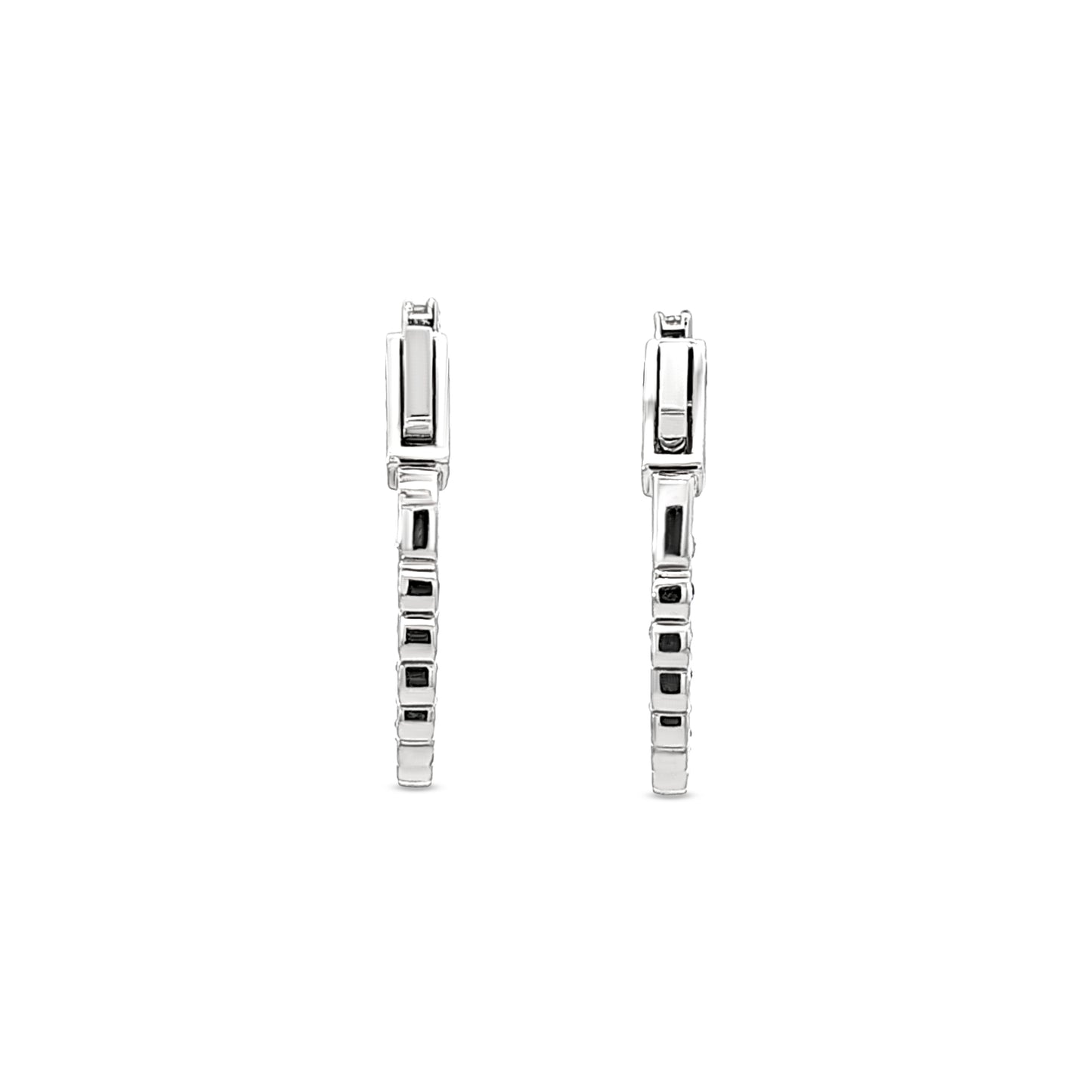 Tanvi - 14K White Gold Lab-Grown Diamond and Blue Zircon Hoop Earrings