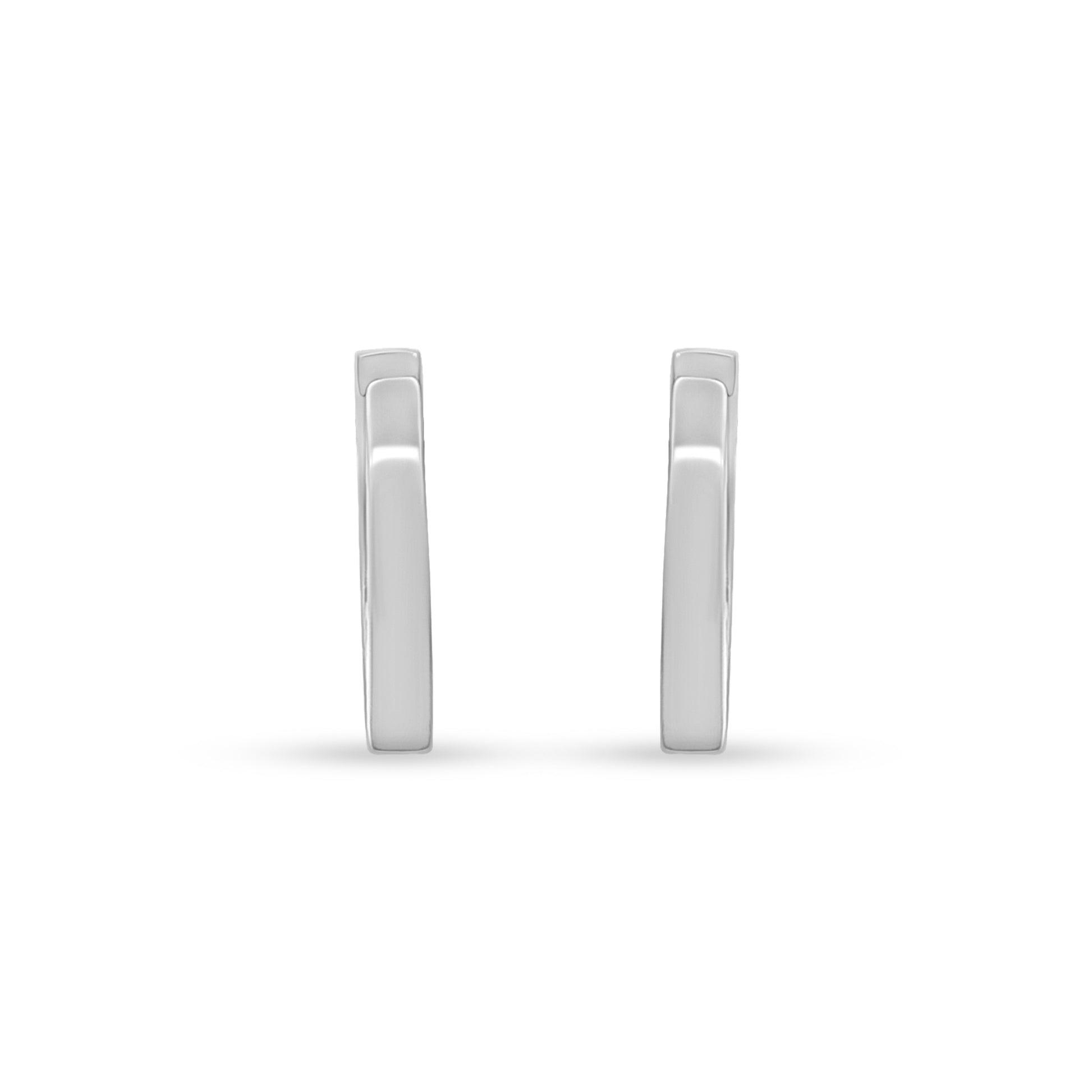 14K White Gold Diamond and Emerald Huggie Earrings