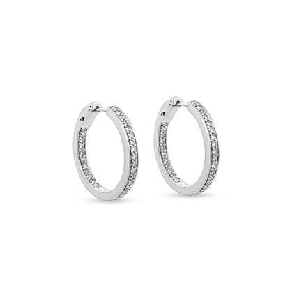 Advika - 14K White Gold Lab-Grown Diamond Huggie Hoop Earrings