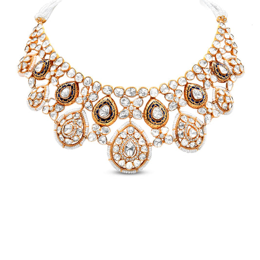 Polki Necklace In 18K Yellow Gold With Pearl