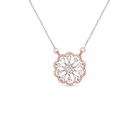 18k Rose Gold Chakra Pendant Necklace with Diamond Accents And Link Chain