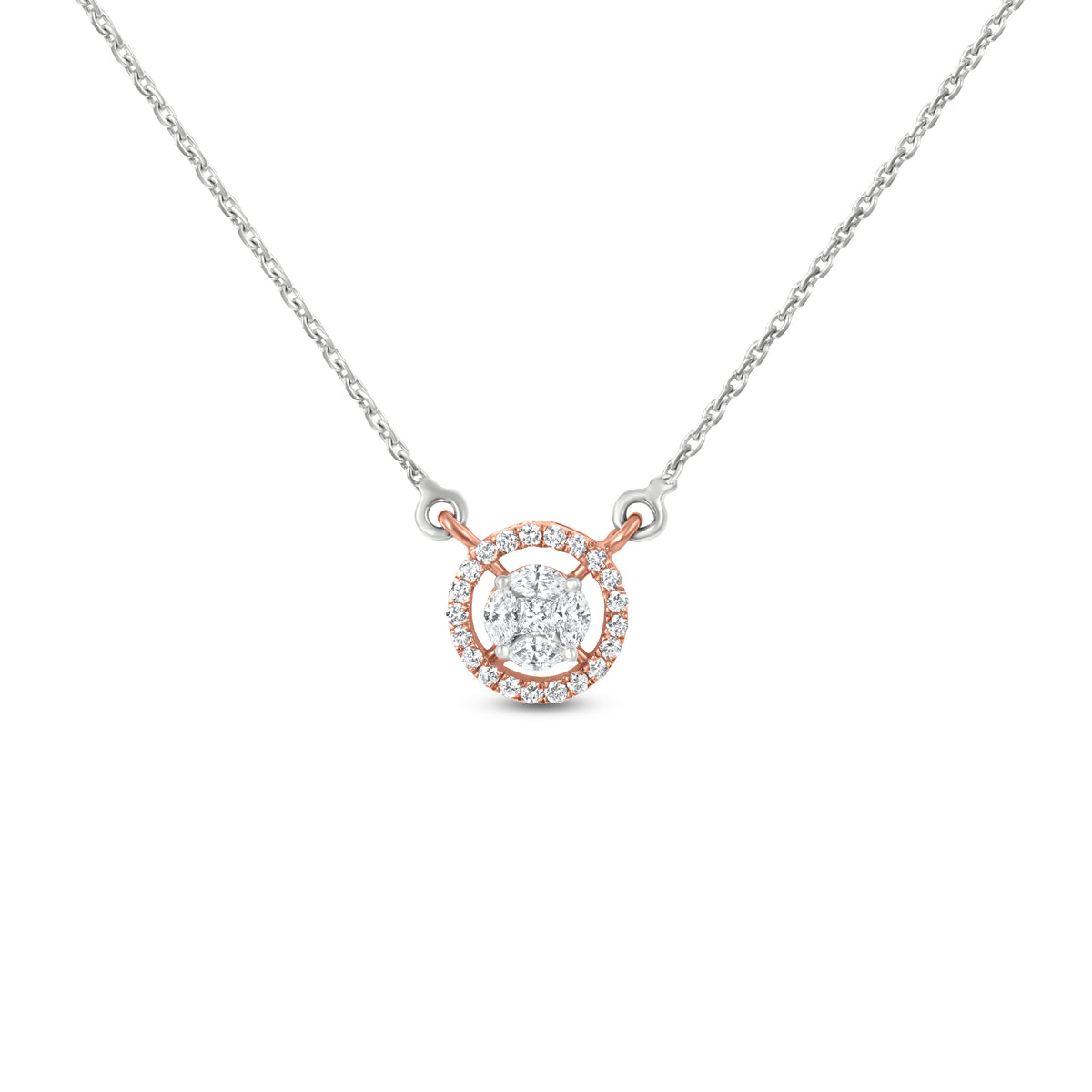 18k Rose Gold Halo Diamond Pendant Necklace: Token Of Affection