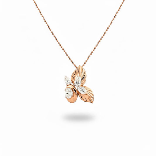 18K Rose Gold Diamond Butterfly Pendant with Marquise, Pear & Oval Diamonds