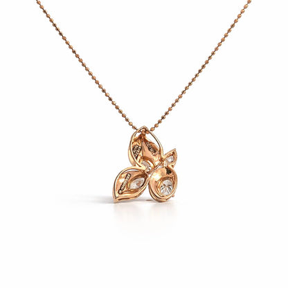 18K Rose Gold Diamond Butterfly Pendant with Marquise, Pear & Oval Diamonds