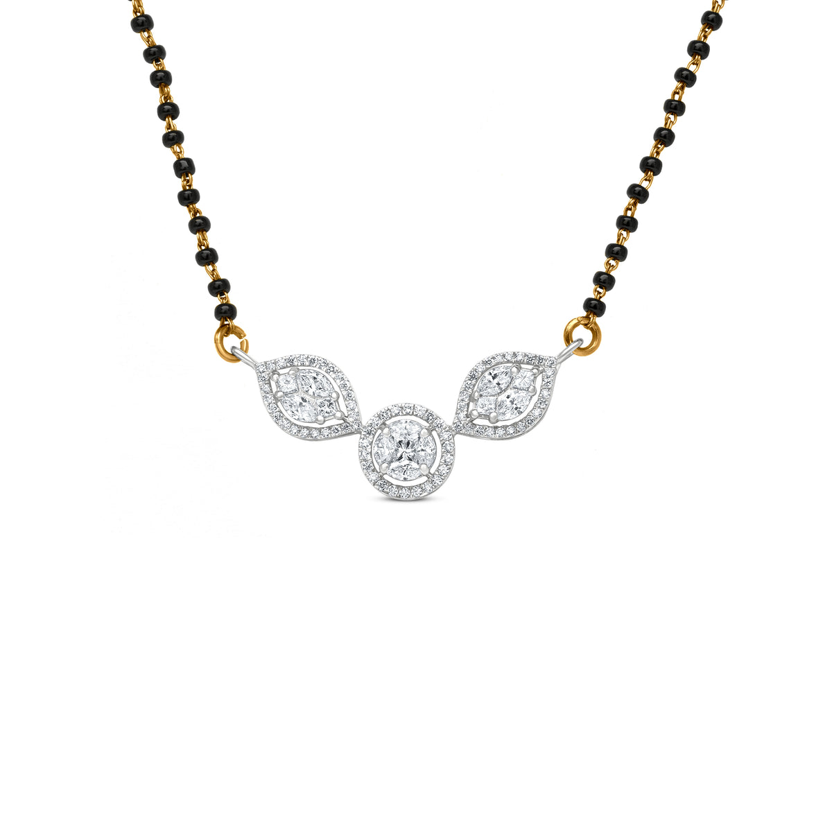 18k White Gold 1.62 Carat VVS Quality Mixed Cut Diamonds Locket Pendant Necklace for Mangalsutra