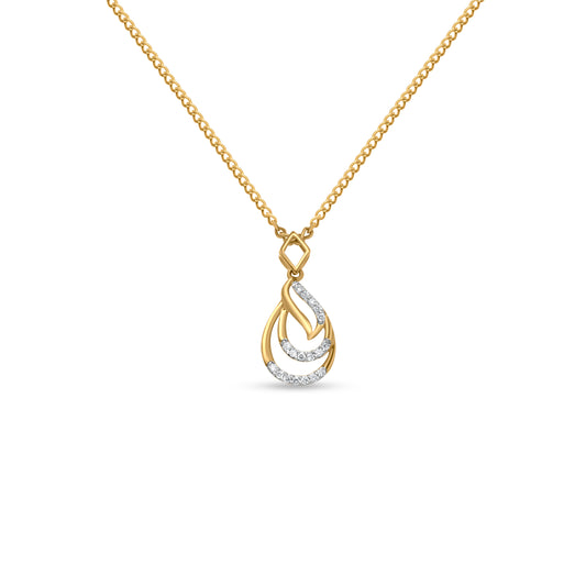 18k Yellow Gold Contemporary VS Quality Diamond Pendant Necklace