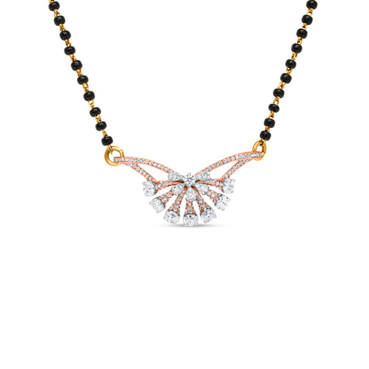 18k Rose Gold Butterfly Diamond Mangalsutra Pendant Necklace