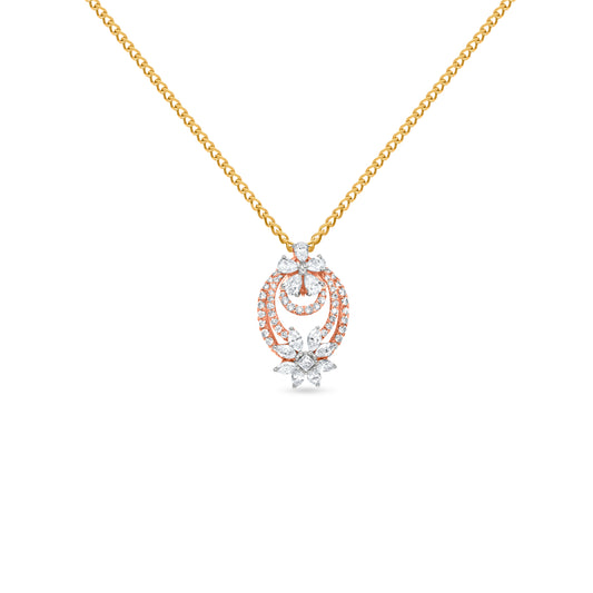 18k Rose Gold Floral Diamond Pendant Necklace (VVS Quality)