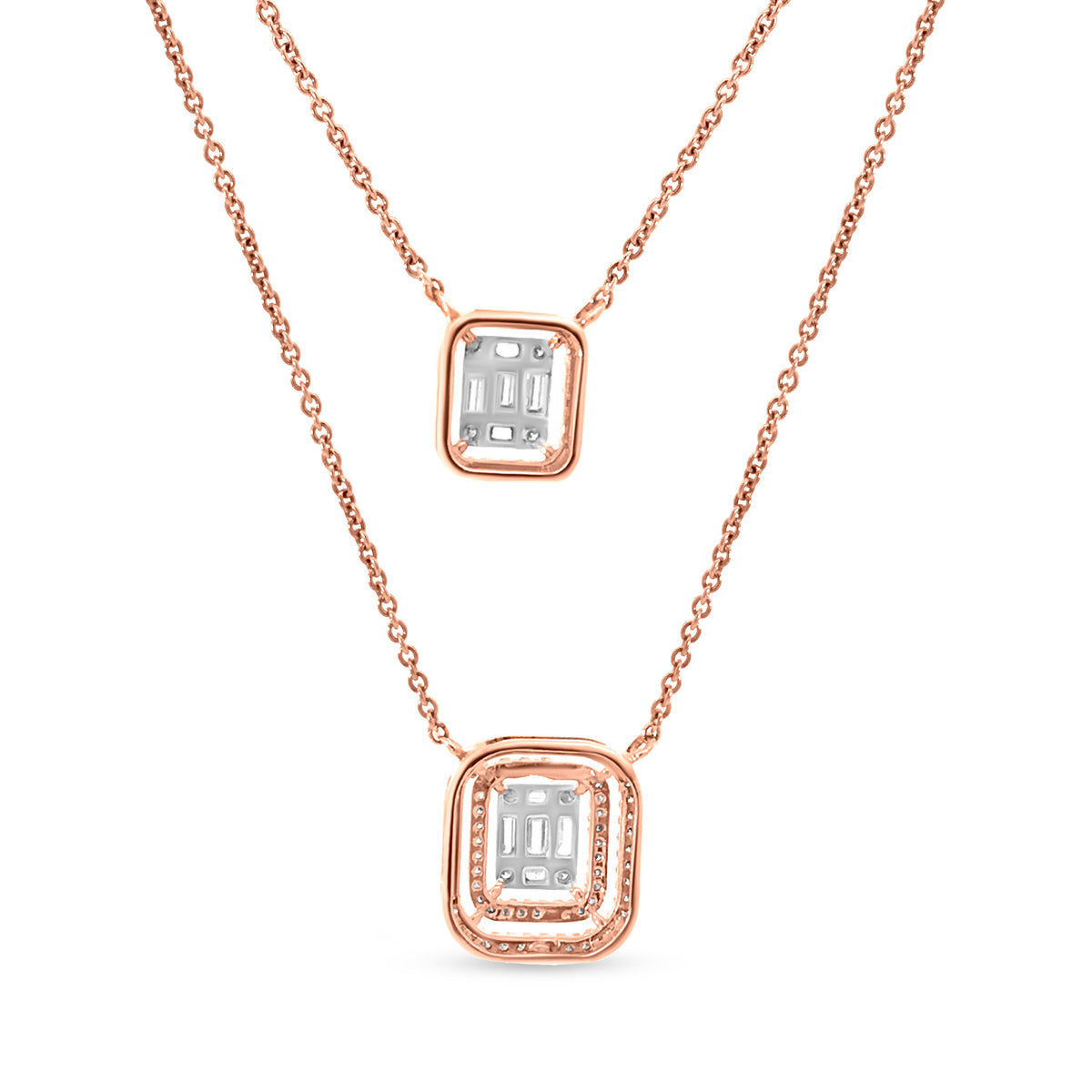 18K Rose Gold Versatile Strand Link Chain Diamond Necklace